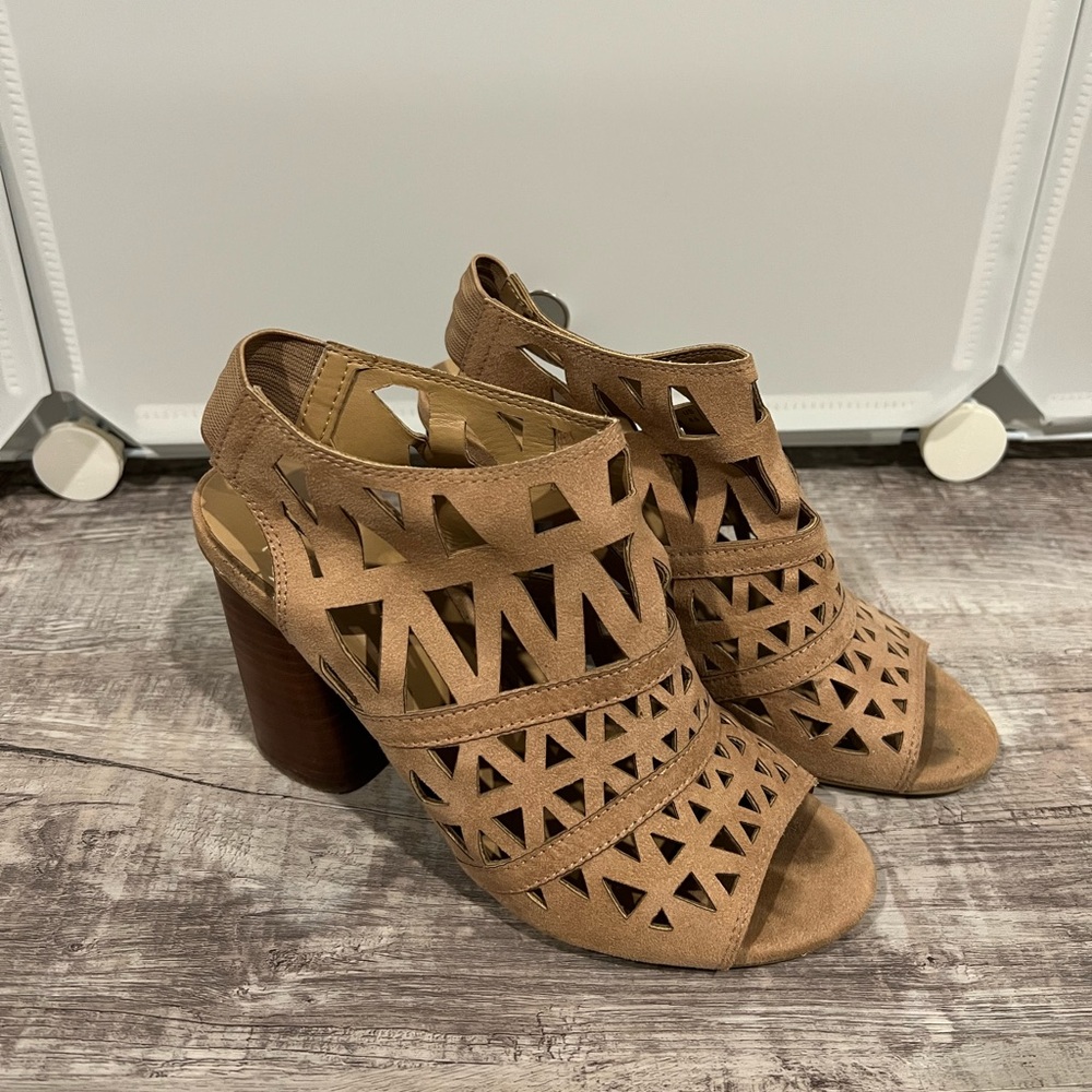 Block Heel Open Toed Booties